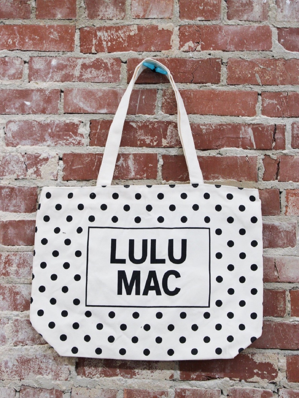 Lulu Mac Black Dot on White Canvas Tote
